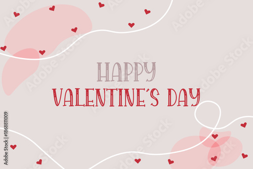 Minimal Valentine’s Day Banner with Soft Hearts and Neutral Background