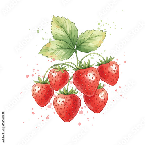 Watercolor strawberry design for motion graphics