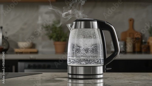 Hot Water Kettle With Steam in a Kitchen During Daytime