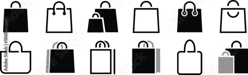 shopping bag, shopping, bag, vector, icon, set, retail, ecommerce, purchase, sale, discount, market, business, online, store, graphic, symbol, design, element, illustration, clipart, graphic design, w