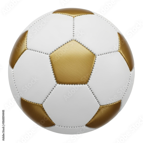 Golden soccer ball isolated on transparent background
