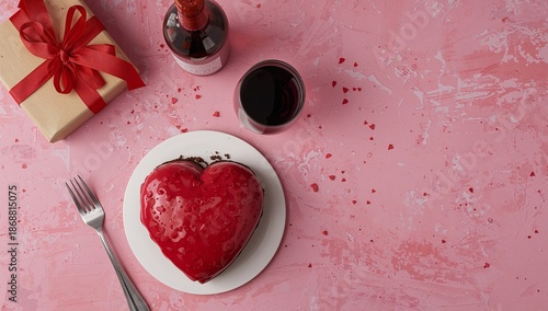 Candles and Heart Shaped Box With Red Petals for a Romantic Setting on a Spec...