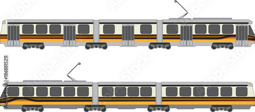 Old tram restored with yellow and black color tramway of the Milan city tram network.