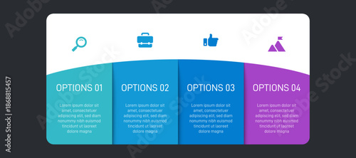 Progress bar featuring 4 arrow-shaped elements, symbolizing the four stages of business strategy and progression. Clean timeline infographic design template. Vector for mobile presentation.