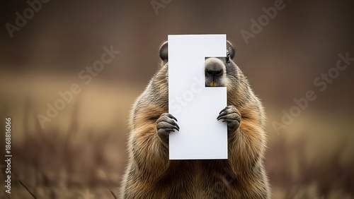 A curious gopher holds a white paper with a hole cut out