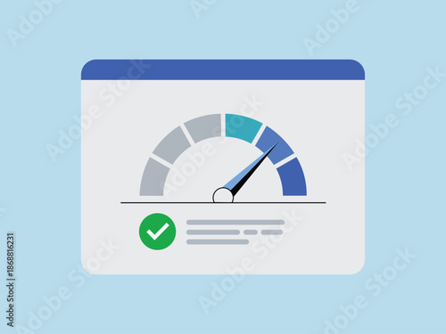 Performance Speed Gauge Dashboard with KPI Indicator and Success Check Vector
