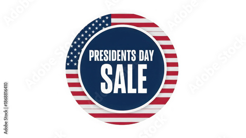 Presidents day sale badge with american flag design isolated on transparent background illustration