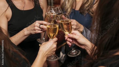 Friends Celebrate With Drinks at a Gathering in an Indoor Setting During the ...