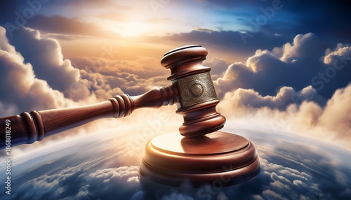Judgement Gavel In Heaven Representing God S Final Judgement After Death At The End