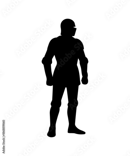 Knight armor silhouette standing illustration on white background