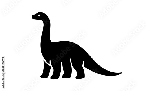 Brontosaurus dinosaur silhouette black white icon concept