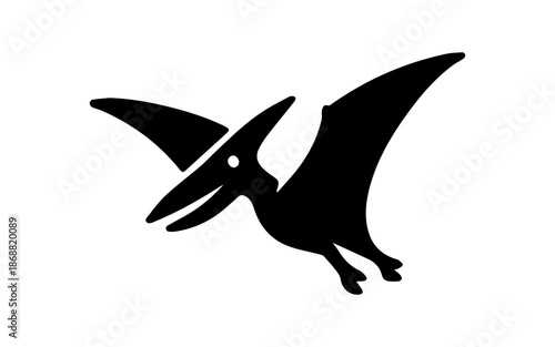 Pterodactyl flying silhouette icon on white background