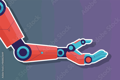 Flat Design Robotic Arm and Hand, automation technology concept