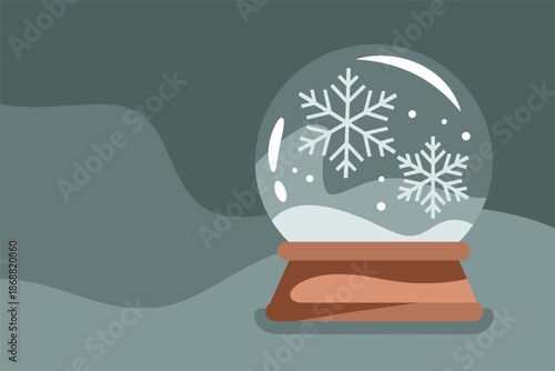 Winter Snow Globe with Snowflakes, holiday decoration concept