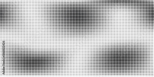 Grunge halftone gradient background. Faded grit noise texture. White and black sand wallpaper. Retro pixelated backdrop. Anime or manga style comic overlay. Vector graphic design textured template