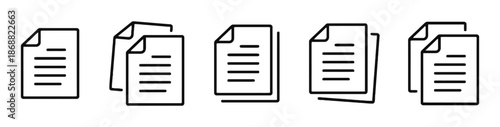 Set of Document Icons for Paperwork and File Management