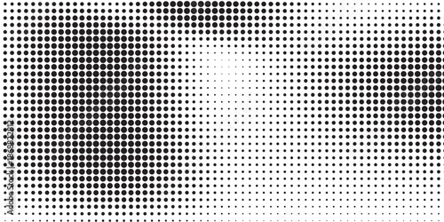 Grunge halftone gradient background. Faded grit noise texture. White and black sand wallpaper. Retro pixelated backdrop. Anime or manga style comic overlay. Vector graphic design textured template