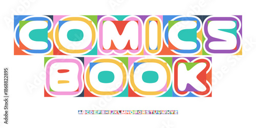 Color Font Logo Alphabet Vector Fun Geometric Letter Set Blocky Typography, Art Typographic Design for Title Text, Festive Typo Poster Headline, Type Fest Logotype, Colorful Fonts. Vector Typeface.