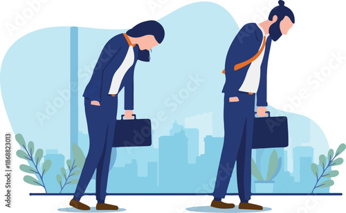 Unmotivated business people - Businessman and businesswoman feeling sad and unhappy. Boredom concept..