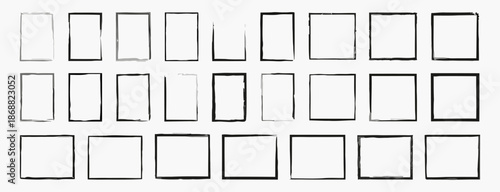 Set of Empty Frames with Sketchy Style for Decoration and Design Projects with Various Thicknesses and Shapes for Different Purposes with a Grunge Look
