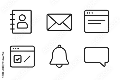 Set of Email Notification and Communication Icons