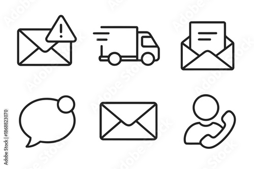 Set of essential communication icons in line style