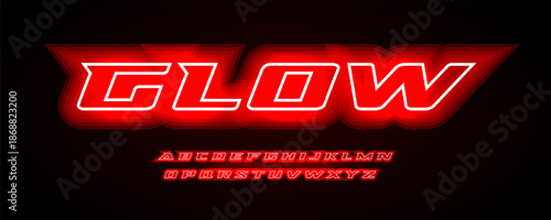 Speed Race Red Neon Glow Font Logo Alphabet Vector Dynamic Letter Set Typography, Action Sport Typographic Design Title Text, Racing Poster Headline, Type Logotype, Sharp Serif Fonts. Vector Typeface