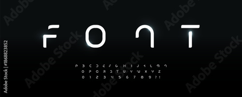 Futurism style alphabet. Thin segment line font, minimalist type for modern futuristic logo, elegant monogram, digital device and hud graphic. Minimal style letters, vector typography design.