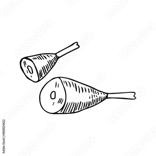 A piece of meat on a bone, isolated sketch