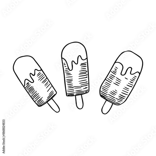 Ice cream set sketch isolated