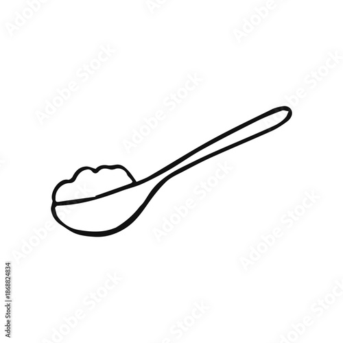 Spoon with food on a white background sketch