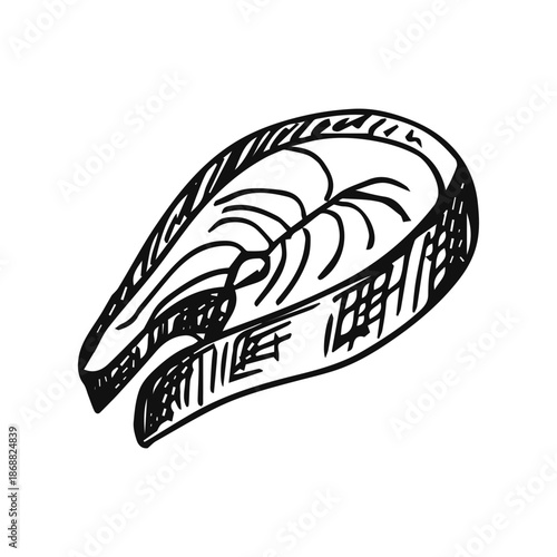 Sea fish steak sketch isolated