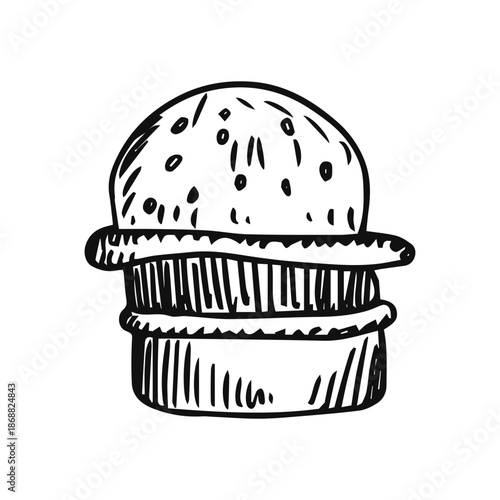 Burger cartoon sketch isolated on white background
