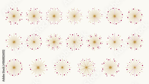 Set of 21 Abstract Dandelion Seed Heads with Delicate Filaments and Seeds on a Light Background. Lunar New Year Vector Illustration. EPS Editable
