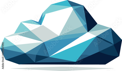Geometric Cloud Icon. Low-poly vector illustration focused on an iconic cloud symbol, polygonal geometric style with sharp