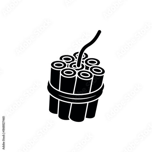 An illustration depicts a bundle of dynamite sticks with a lit fuse.