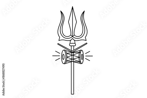 Trident symbol with three prongs on a white background
