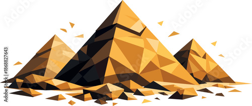Geometric Pyramids Illustration. Low-poly vector illustration focused on the Pyramids of Giza, polygonal geometric style with