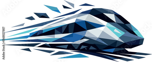 Abstract High-Speed Train. Low-poly vector illustration focused on an abstract high-speed rail concept, polygonal geometric style