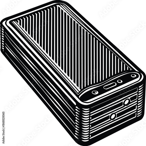 Black and white of a portable power bank portable charger
