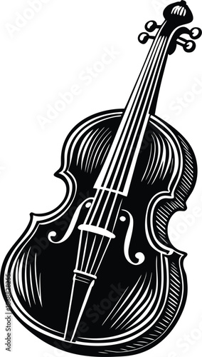 Black violin with white details musical instrument