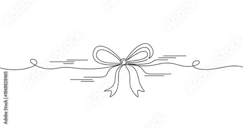 Elegant line art bow design with flowing ribbon and minimalist style elements. No editable strokes