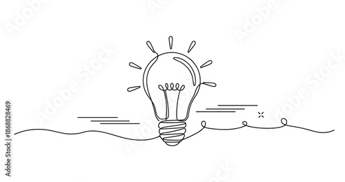 Creative lightbulb doodle with abstract lines on white background. No editable strokes