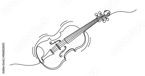 Vibrant violin drawing with musical flow lines. No editable strokes