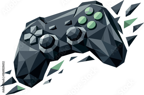 Stylized Gamepad Vector. Low-poly vector illustration of a stylized gamepad symbolizing play, control, and immersive experience,