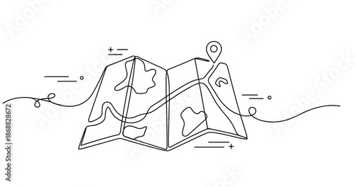 Hand-drawn map illustration with route and location marker. No editable strokes