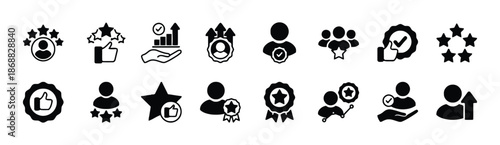 Set of Icons Related to Quality Control and Assurance Achievement and Reputation