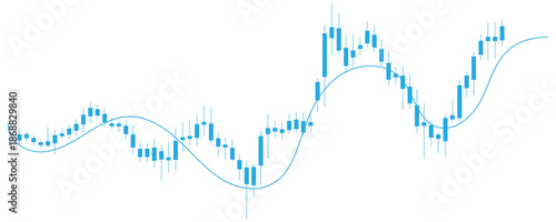 Tableau sur toile Blue Professional Candlestick Trading Chart With Technical Market Analysis Isola