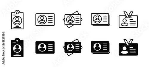 Set of identification card icon vector or id card with photo symbol graphic design