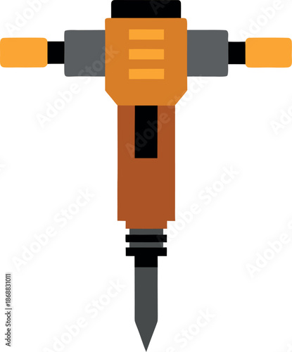 Hydraulic Hammer Icon for Concrete Breaking and Industrial Demolition Tool Illustration